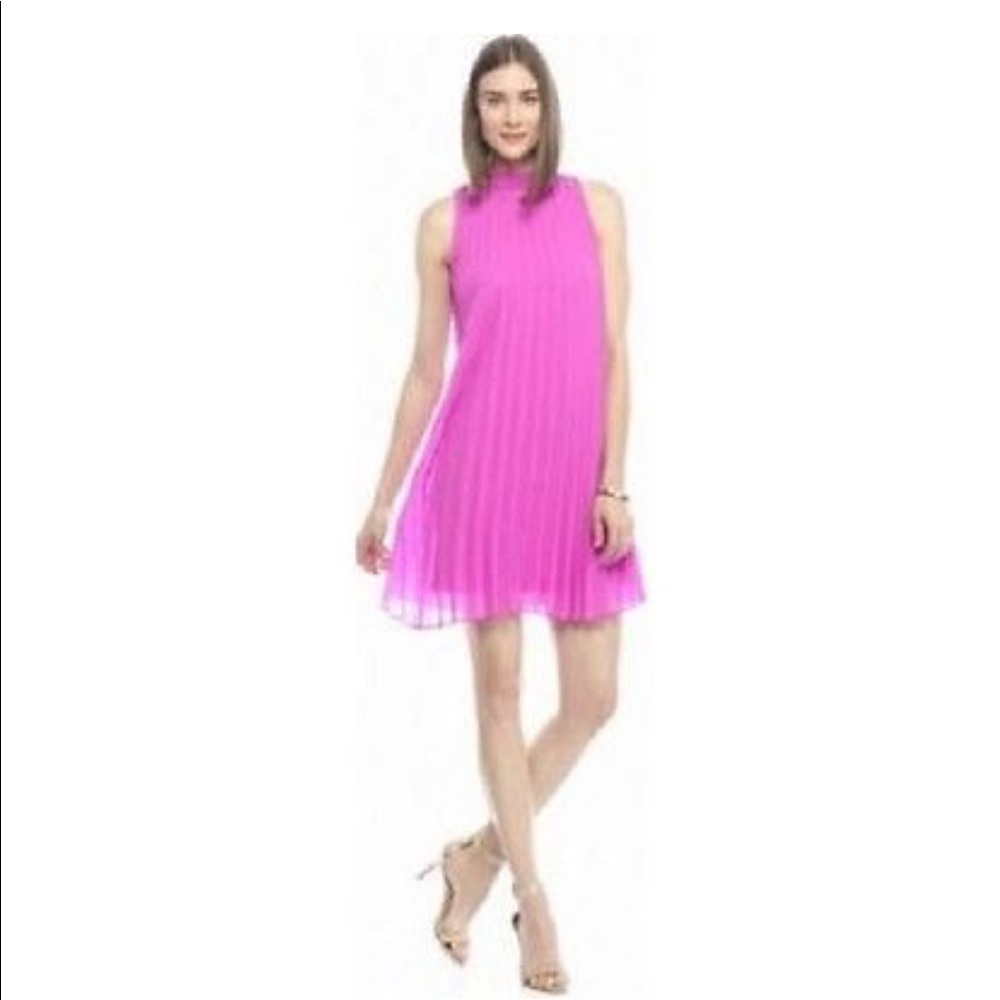 Kaari Blue Pow Purple/Pink Pleated Swing Dress